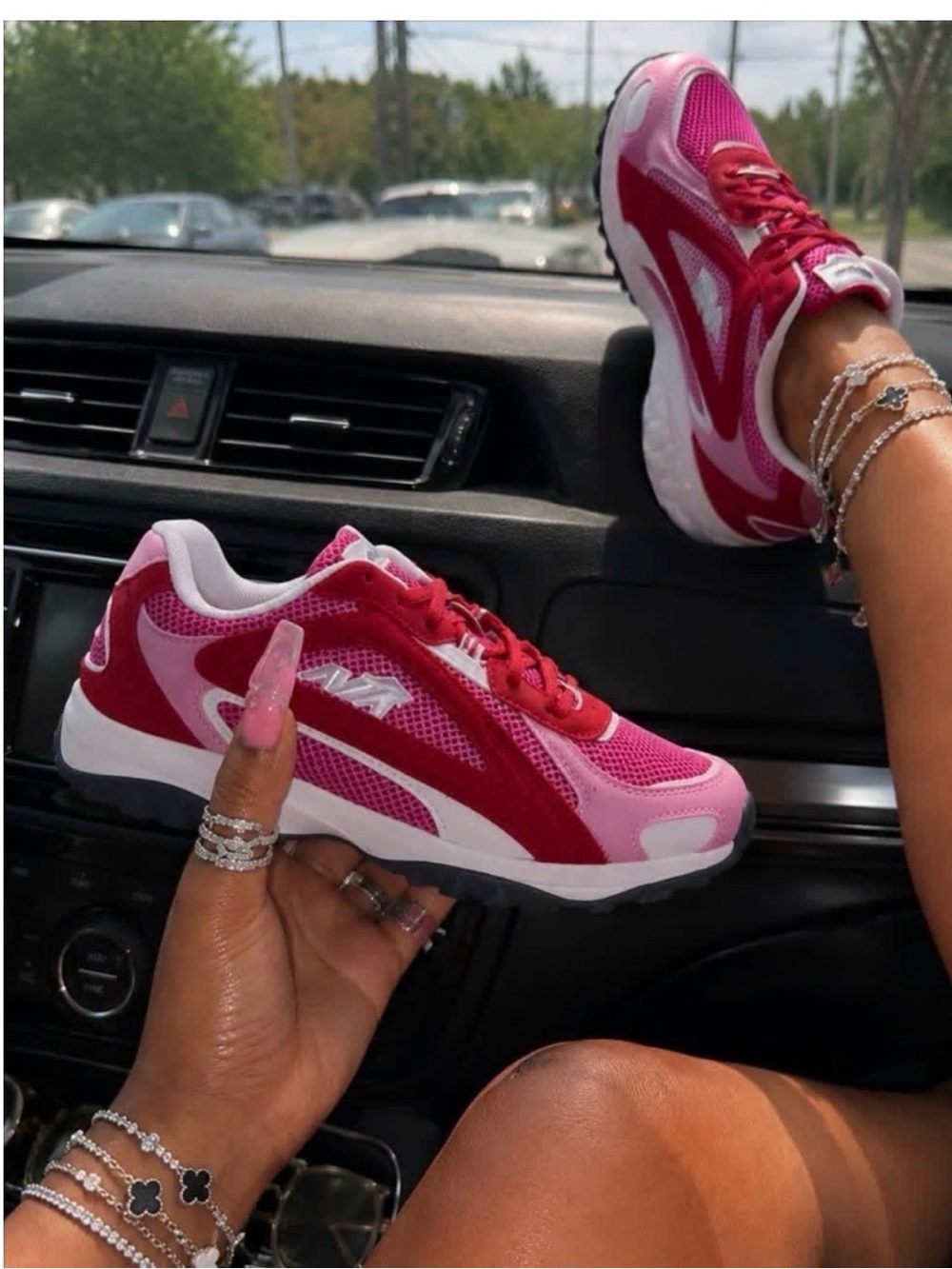 AVIA Women’s Pink & Red Fashion Sneakers - Casual Athletic Style